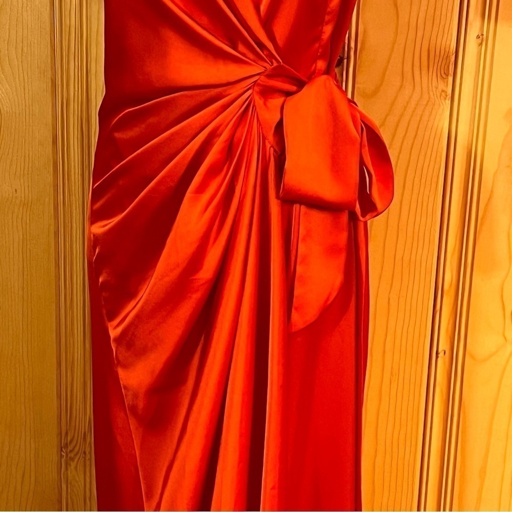 Shahar Avnet Orange Tulip Wrap Midi Dress Sz-One Size - Picture 9 of 11